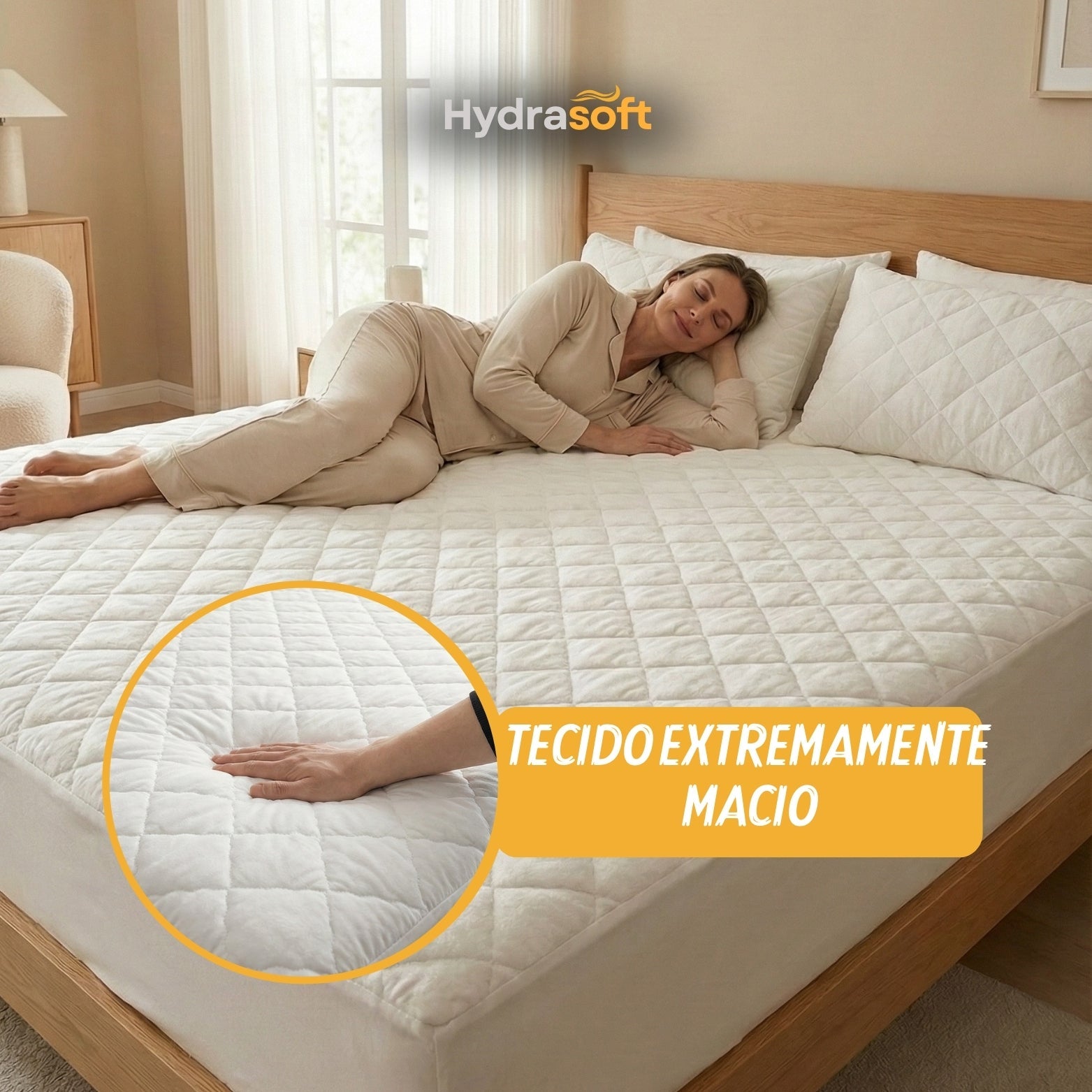 Hydra Soft™ [COMPRE 1, LEVE 3] - Jogo de Cama Impermeável Premium – Capa + 2 Fronhas [SOMENTE HOJE 🔥]