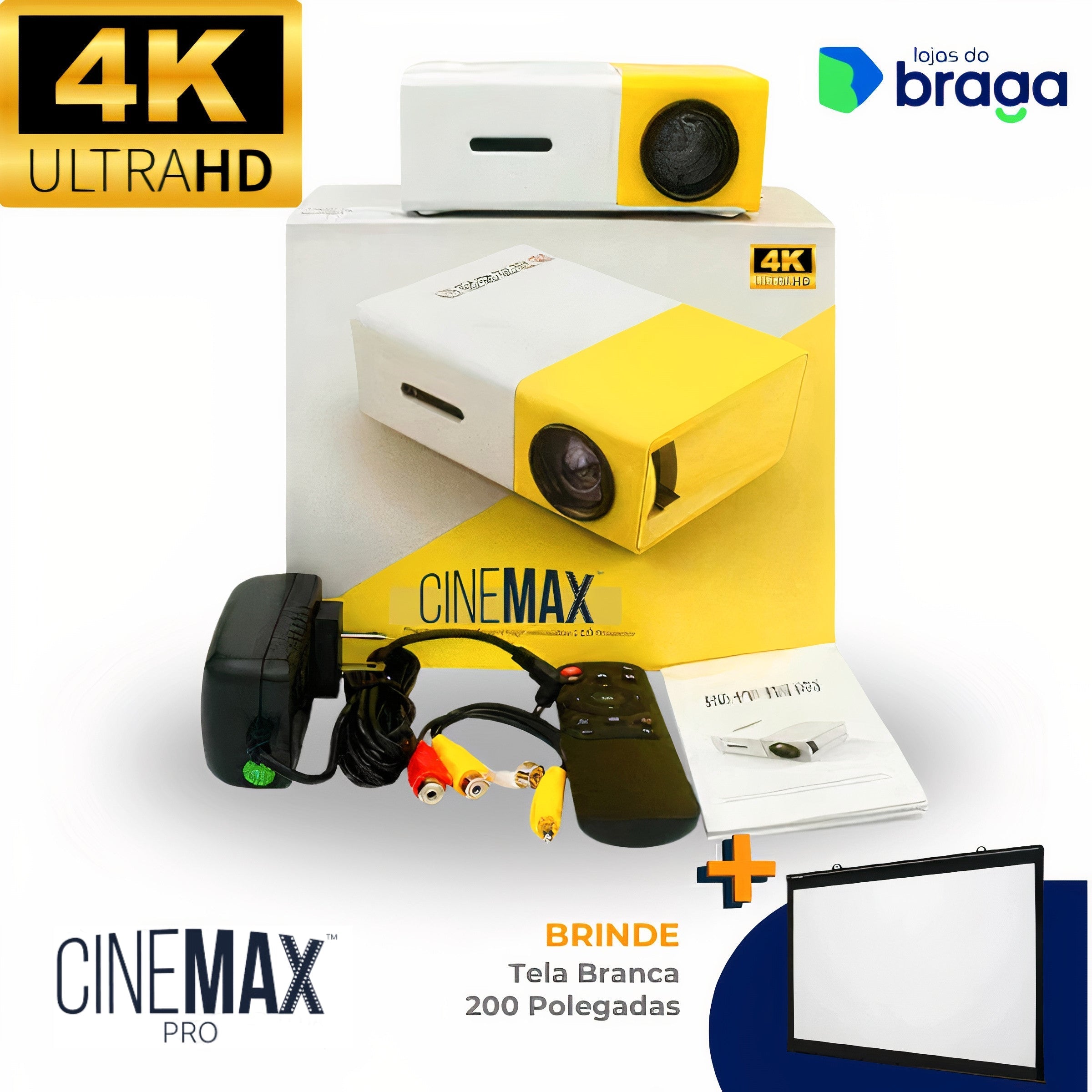 CineBox HD™ Projetor Portátil + BRINDE Tela 200 Polegadas —Transforme Sua Casa em um Cinema