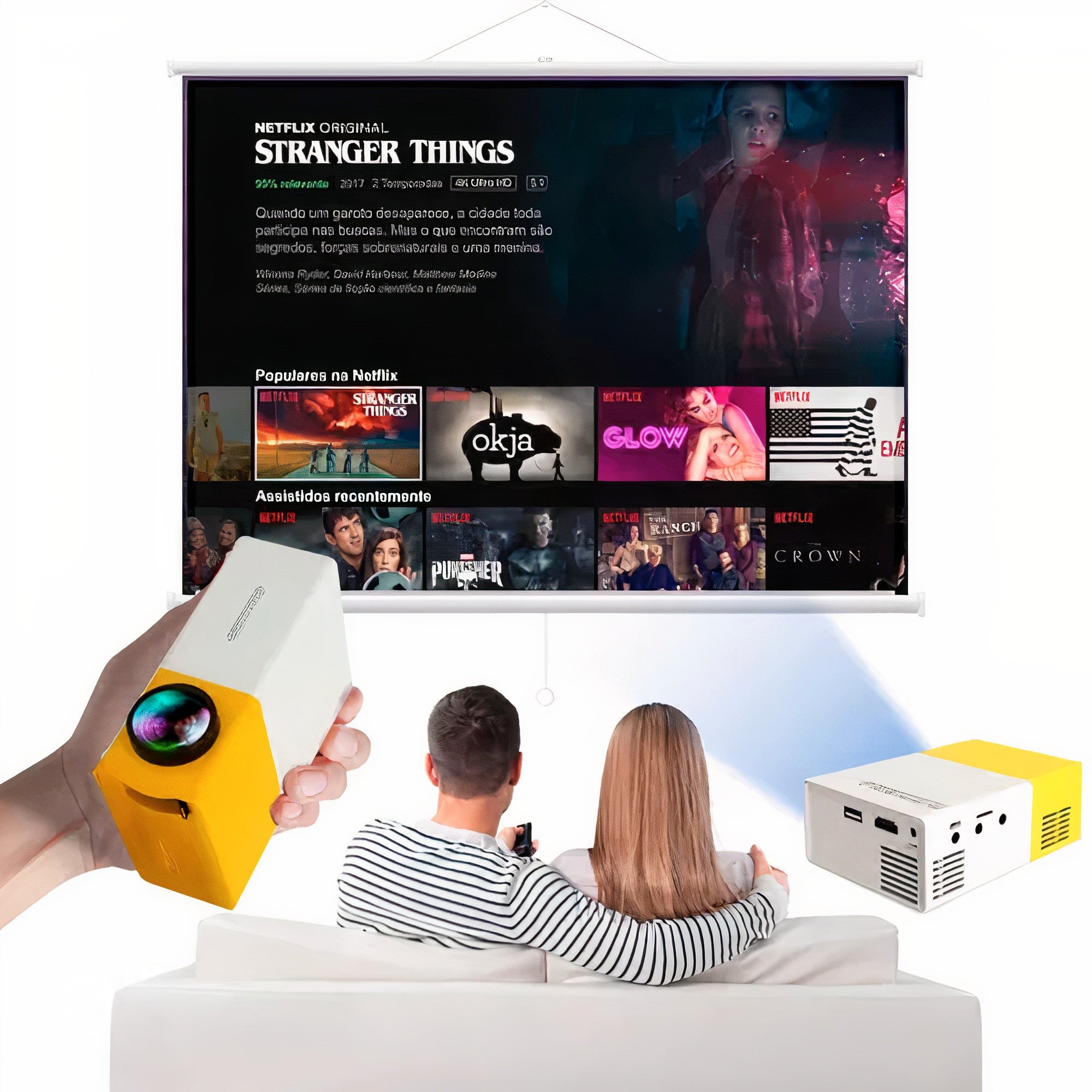 CineFlix HD™ Projetor Portátil + BRINDE Tela 200 Polegadas —Transforme Sua Casa em um Cinema